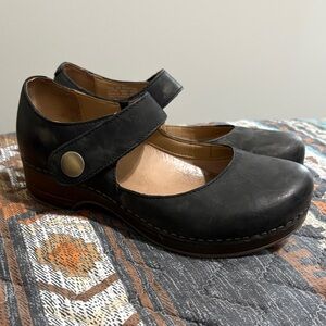 Dansko Black Mary Jane Strap Flats